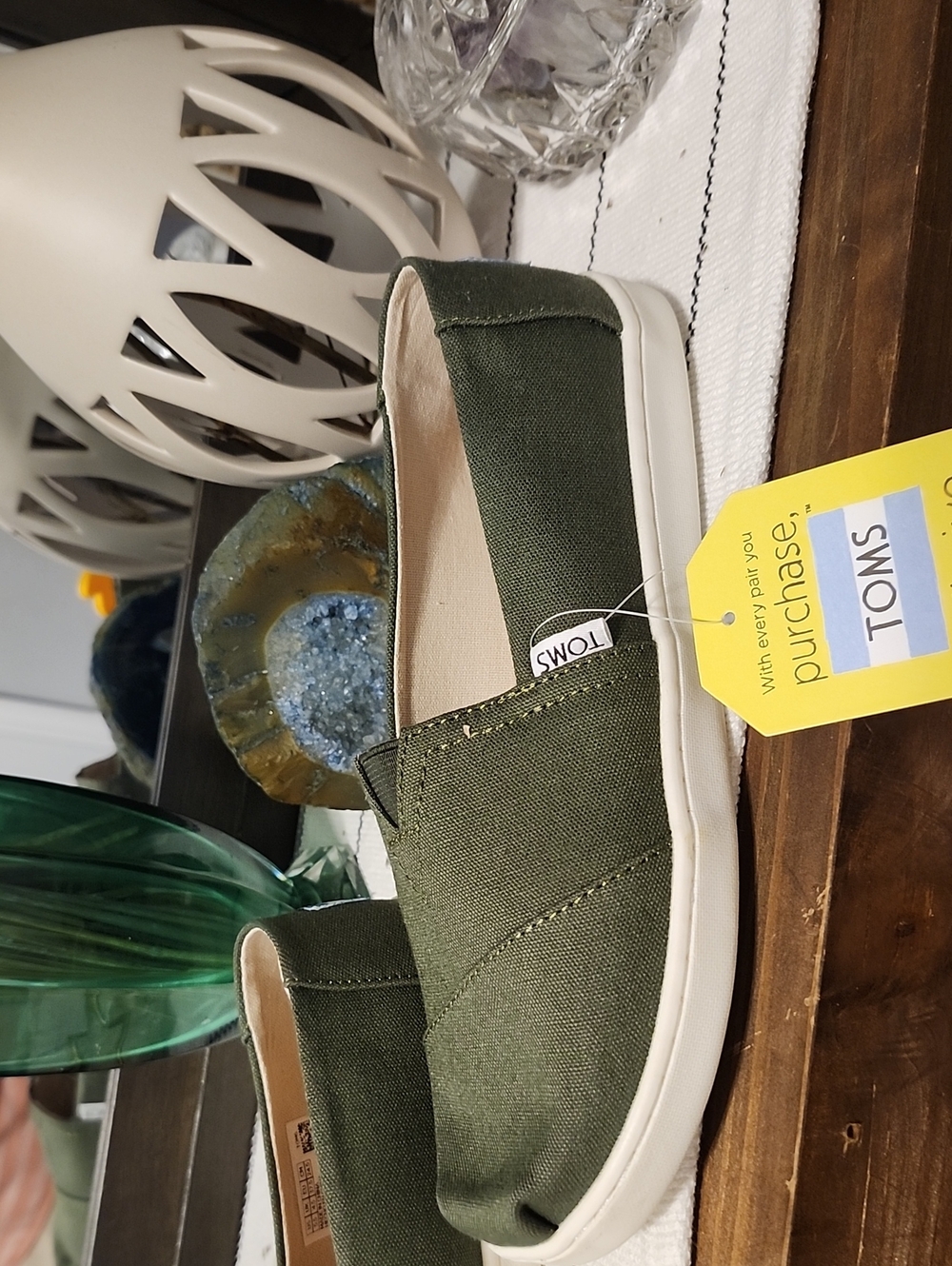 TOMS Men's Olive Canvas Slip-On Shoes